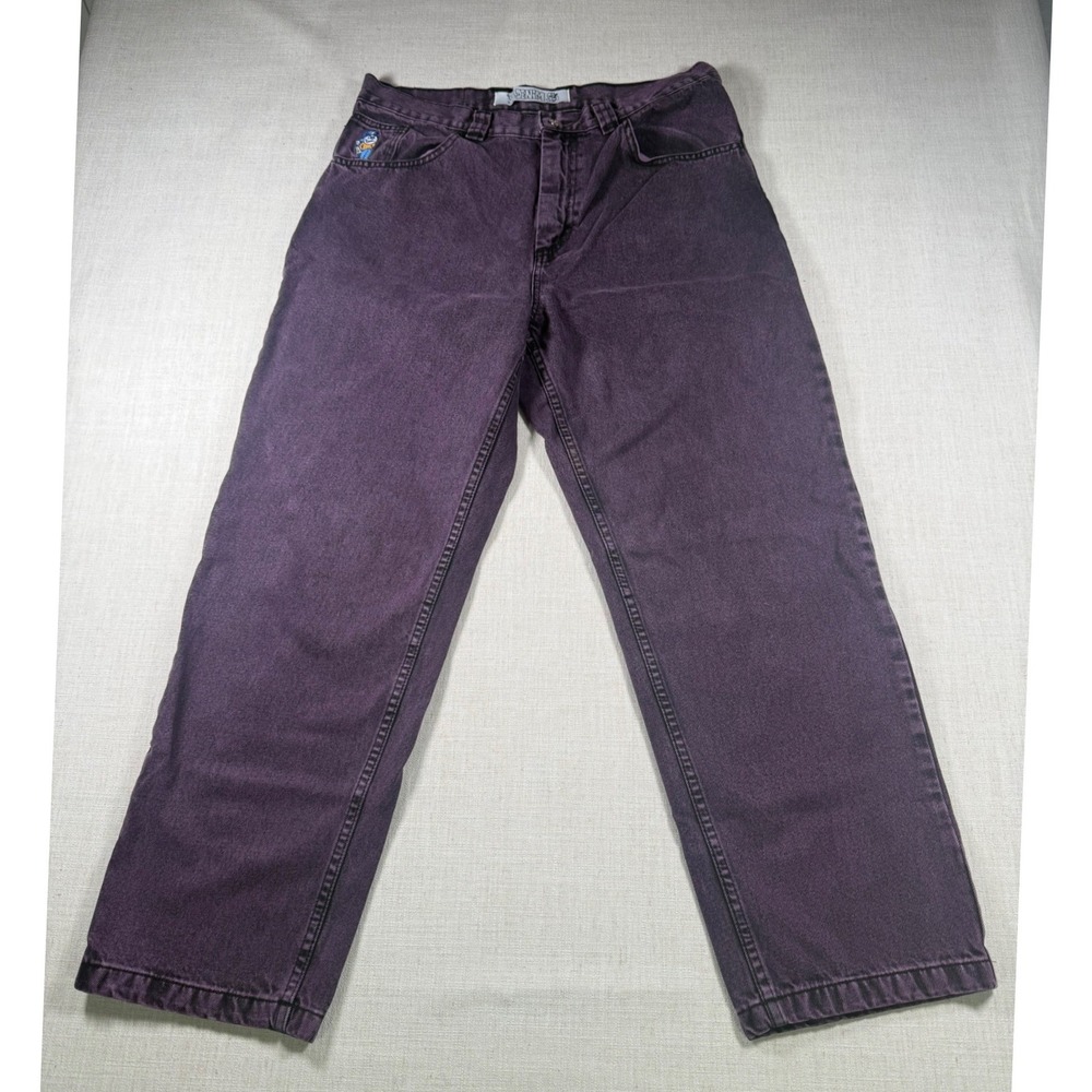 Polar Skate Co 93 Denim Purple Black Skater Jeans 34x32 Semi Baggy Straight Leg